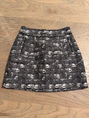 J. Crew Black and White Mini Skirt with Abstract Dot Print